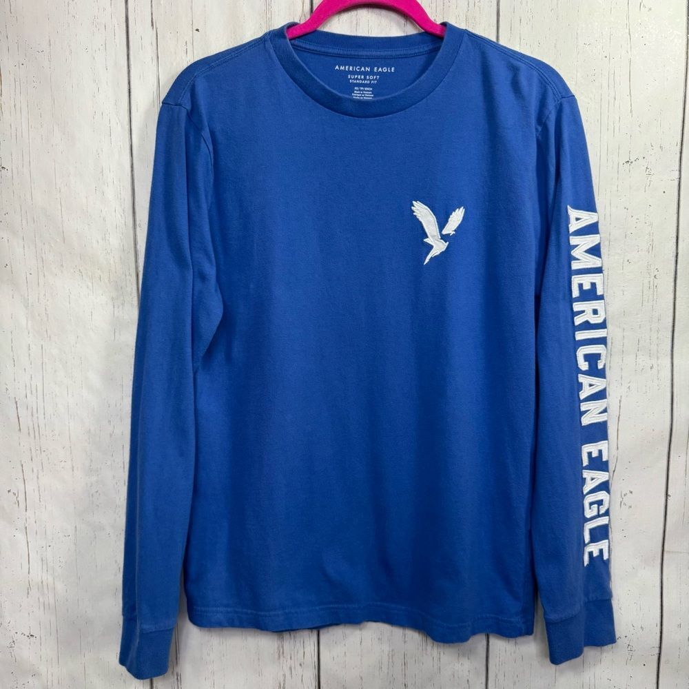 American Eagle Super Soft Long Sleeve Tee XS Minimalist Streetwear Casual Blue